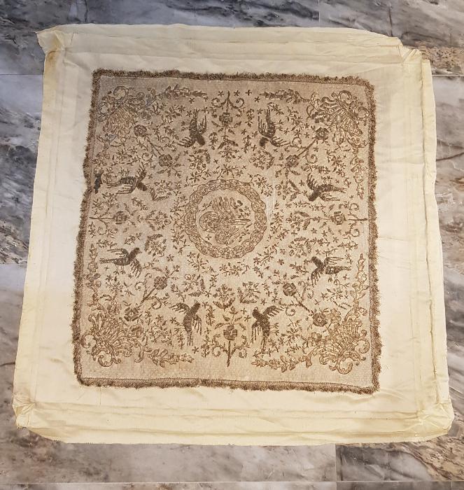 OSMANLI DÖNEMİ TUĞRA İŞLEMELİ İPEK BOHÇA