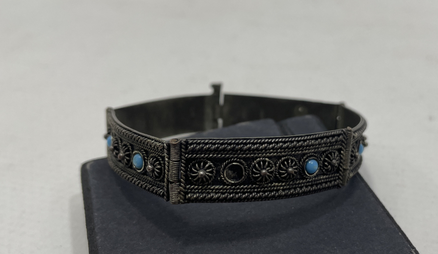 OSMANLI DÖNEMİ TURKUAZ TAŞLI VE GÜVERSE İŞÇİLİKLİ BİLEZİK