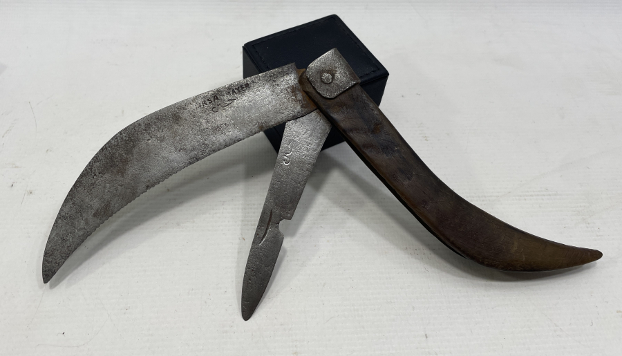 ÜZERİ OSMANLICA YAZILI ÇOK NADİR BURSA İŞİ ÇİFT BIÇAK ÇAKI