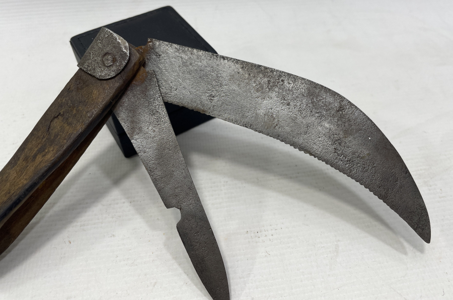 ÜZERİ OSMANLICA YAZILI ÇOK NADİR BURSA İŞİ ÇİFT BIÇAK ÇAKI