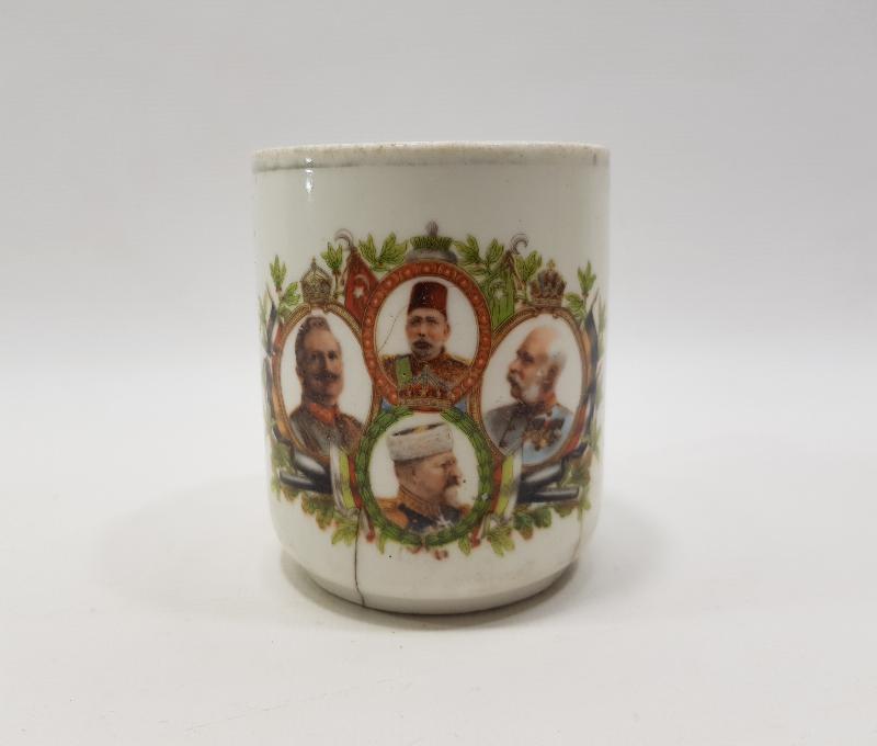 1. DÜNYA SAVAŞI DÖNEMİ İTTİFAK LİDERLER RESİMLİ PORSELEN BARDAK