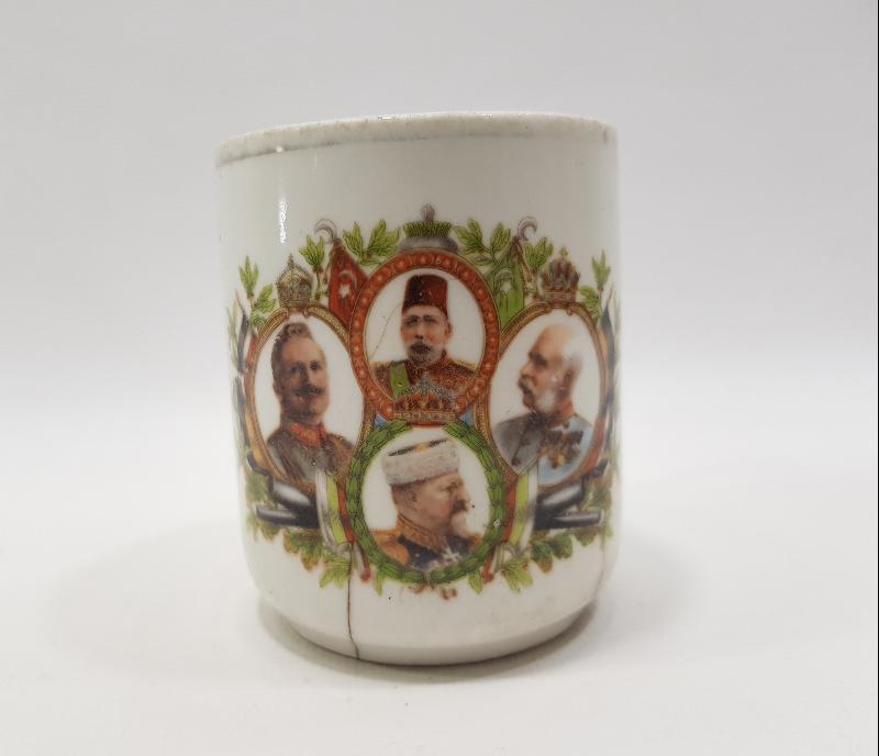 1. DÜNYA SAVAŞI DÖNEMİ İTTİFAK LİDERLER RESİMLİ PORSELEN BARDAK