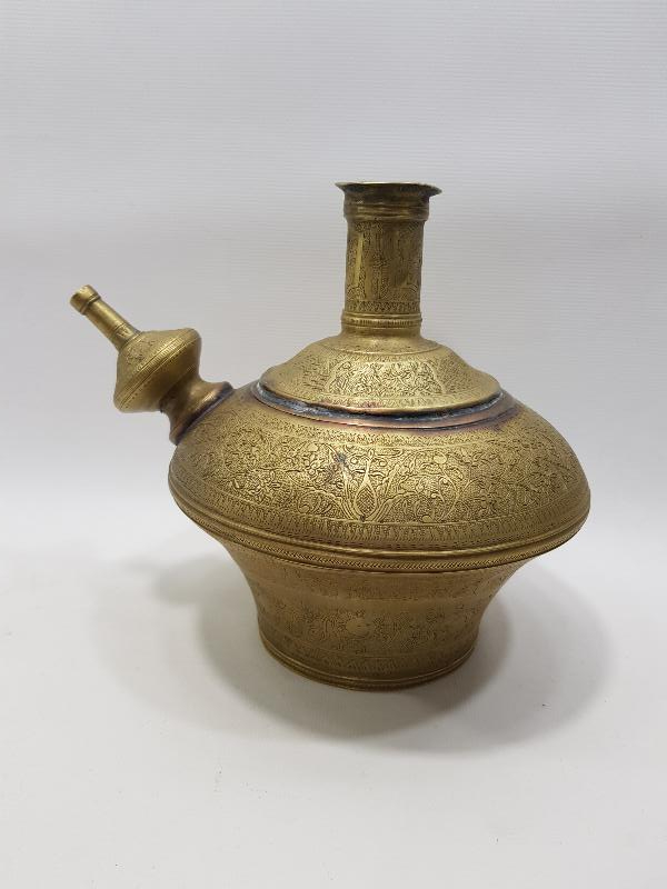 ANTİKA İRAN İŞİ PİRİNÇ NARGİLE ŞİŞESİ