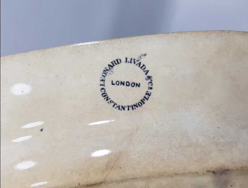 OSMANLI DÖNEMİ CONSTANTINOPLE YAZILI KALLAVİ BOY PORSELEN TABAK