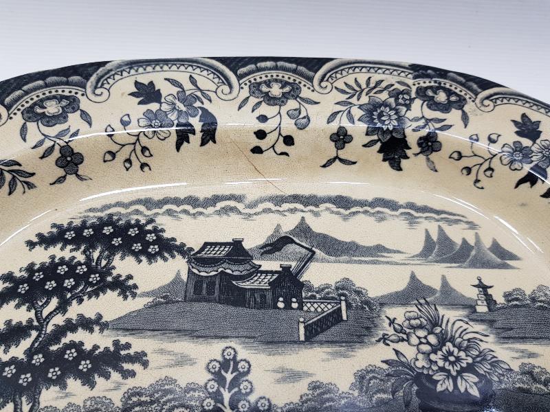 OSMANLI DÖNEMİ CONSTANTINOPLE YAZILI KALLAVİ BOY PORSELEN TABAK