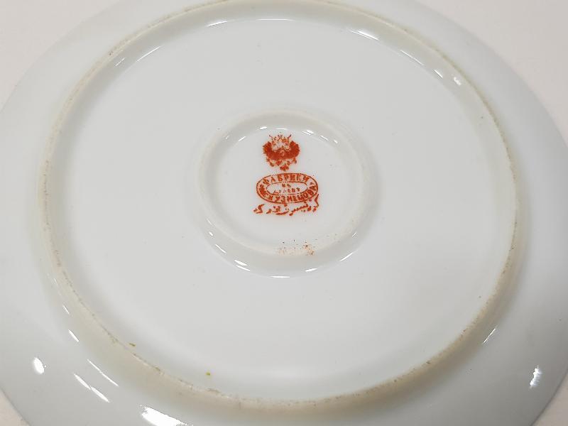 OSMANLICA KUZNETSOV DAMGALI BİR ÇİFT FİNCAN TABAĞI