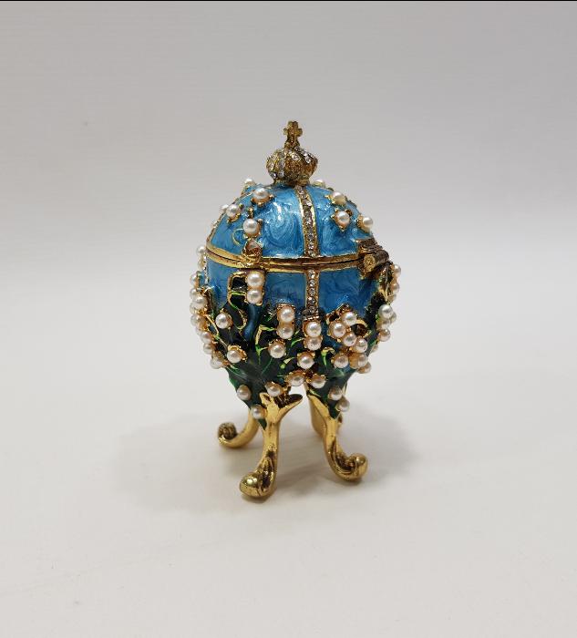 RUS FABERGE MARKA YUMURTA FORMLU MİNELİ MÜCEVHER KUTUSU