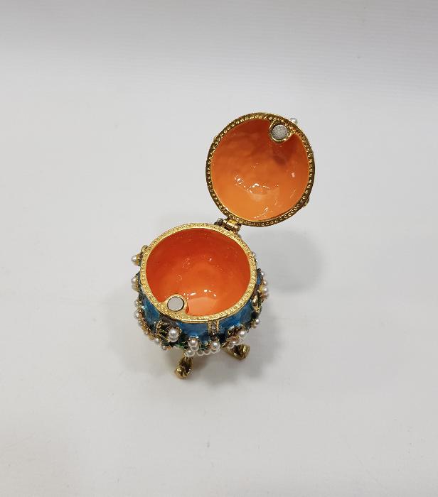 RUS FABERGE MARKA YUMURTA FORMLU MİNELİ MÜCEVHER KUTUSU