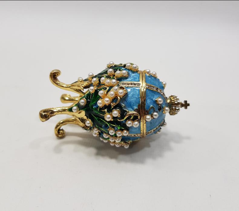 RUS FABERGE MARKA YUMURTA FORMLU MİNELİ MÜCEVHER KUTUSU
