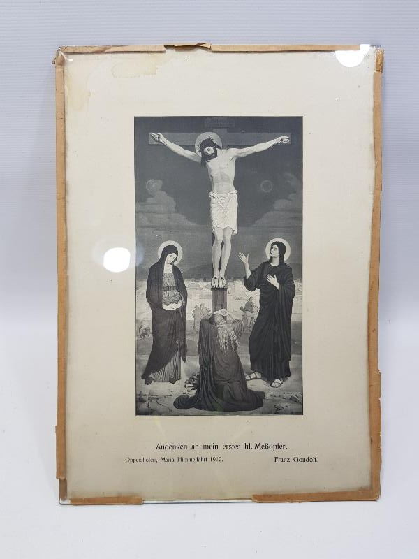 1912 TARİHLİ ÇARMIHA GERİLMİŞ HAZRETİ İSA TEMALI DUVAR PANOSU