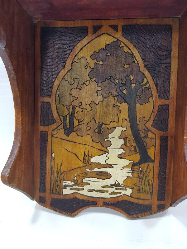 1935 TARİHLİ KÖK BOYALI AHŞAP DUVAR RAFI