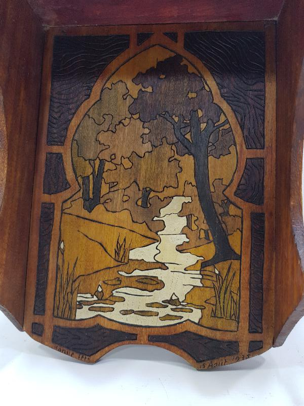 1935 TARİHLİ KÖK BOYALI AHŞAP DUVAR RAFI