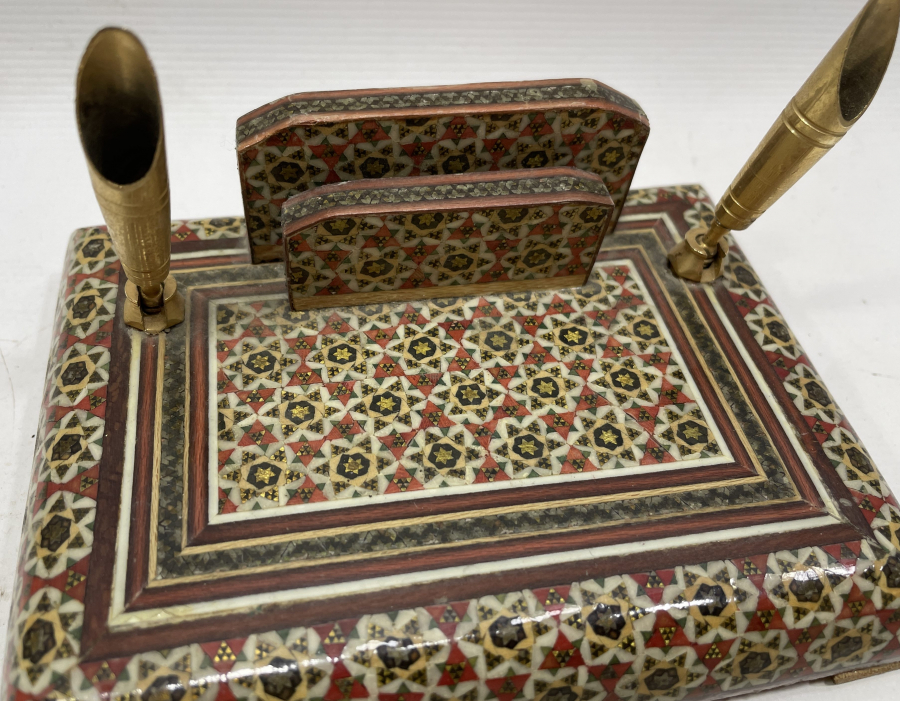 MARKÜTERİ İŞÇİLİKLİ ANTİKA MASA ÜSTÜ KALEMLİĞİ