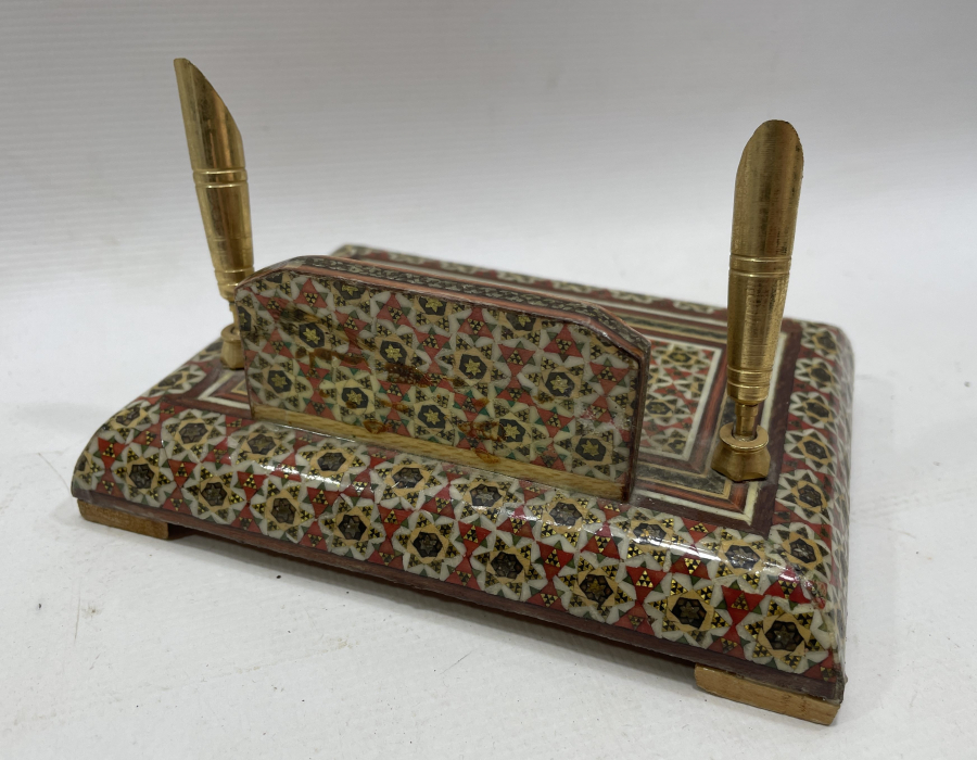 MARKÜTERİ İŞÇİLİKLİ ANTİKA MASA ÜSTÜ KALEMLİĞİ