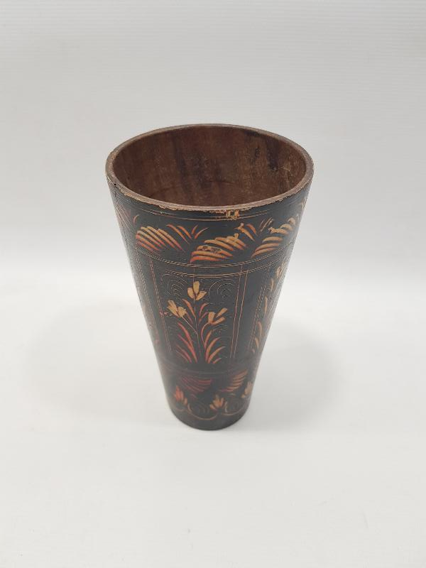 OSMANLI DÖNEMİ EL BOYAMA AHŞAP SU BARDAĞI