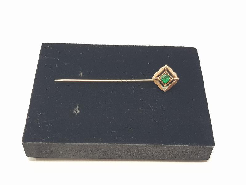 1900'LERDEN YEŞİM TAŞLI ALTIN KAPLAMA BROŞ