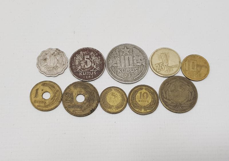 1930-1940'LI YILLARDAN 10 ADET TC MADENİ PARA