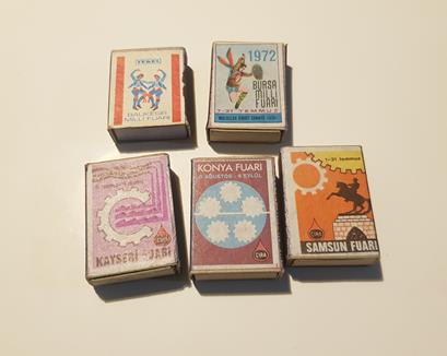 1970'LERDEN BALIKESİR, BURSA, KAYSERİ, KONYA VE SAMSUN FUARLARIYLA İLGİLİ 5 ADET KİBRİT KUTUSU
