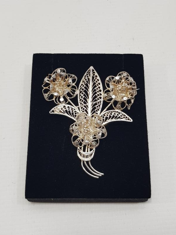 ANTİKA TELKARİ GÜMÜŞ BROŞ