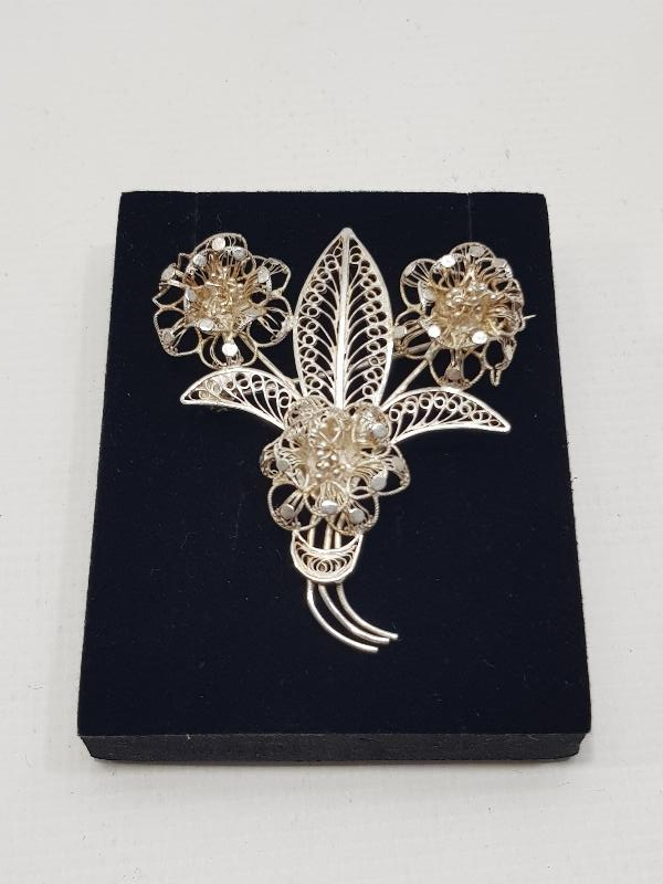 ANTİKA TELKARİ GÜMÜŞ BROŞ