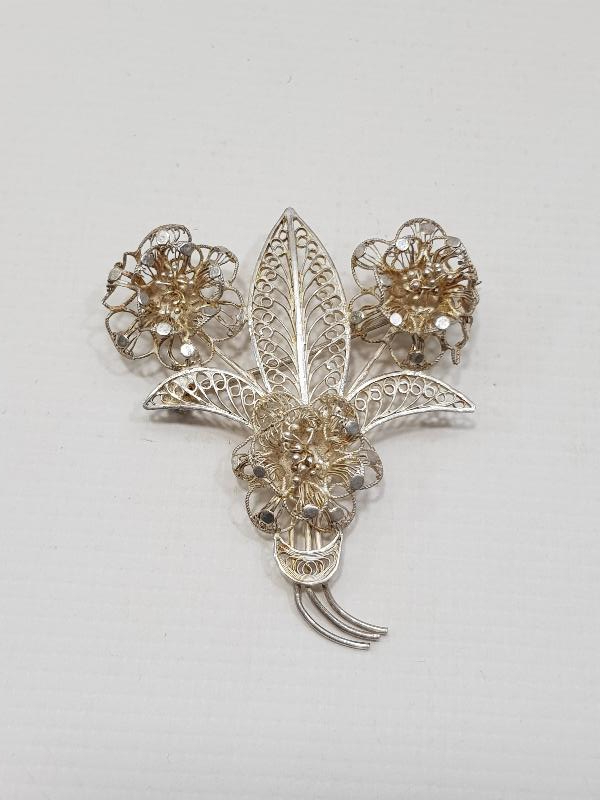 ANTİKA TELKARİ GÜMÜŞ BROŞ