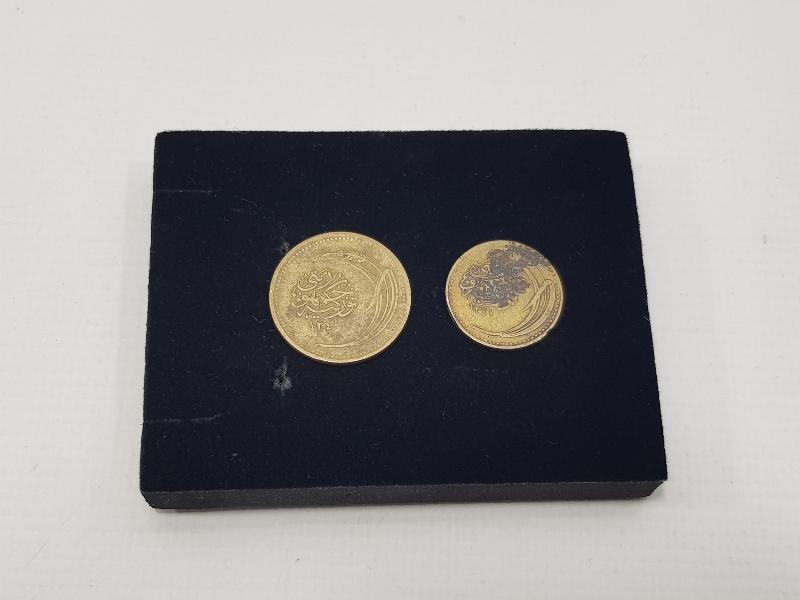 CUMHURİYET İLK DÖNEMİ OSMANLICA YAZILI İKİ ADET PARA