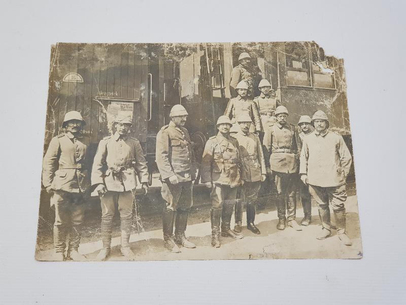 GALİÇYA CEPHESİ PAŞA VE SUBAYLAR TREN VAGONU ÖNÜNDE ORJİNAL FOTOĞRAF