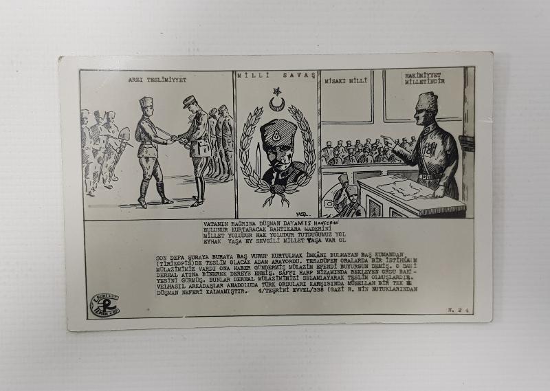 MİLLİ MÜCADELE VE MİSAKI MİLLİ KONULU MUSTAFA KEMAL ATATÜRK RESİMLİ KARTPOSTAL