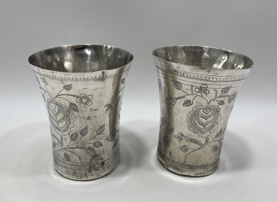 OSMANLI DÖNEMİ KALEM İŞÇİLİKLİ ESERİ İSTANBUL ÇİFT ŞERBET BARDAĞI