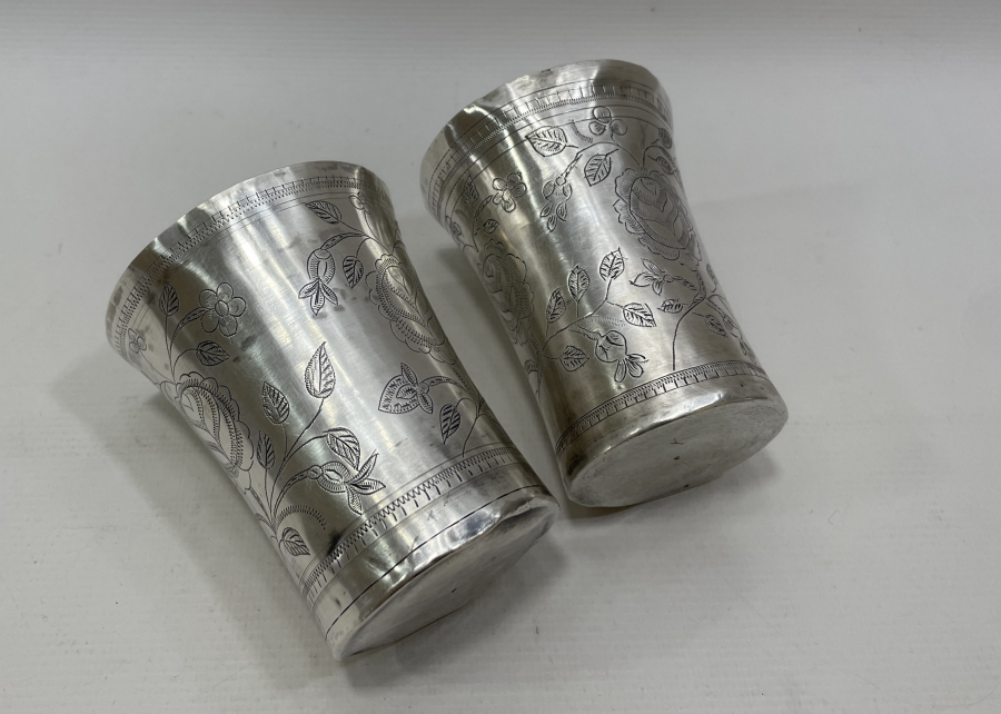 OSMANLI DÖNEMİ KALEM İŞÇİLİKLİ ESERİ İSTANBUL ÇİFT ŞERBET BARDAĞI