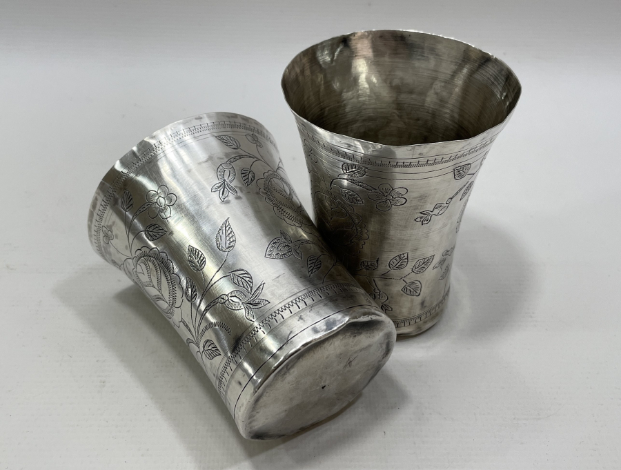 OSMANLI DÖNEMİ KALEM İŞÇİLİKLİ ESERİ İSTANBUL ÇİFT ŞERBET BARDAĞI