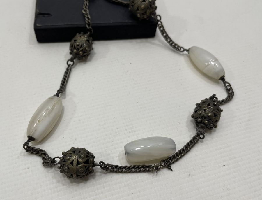 OSMANLI DÖNEMİ SEDEF VE GÜMÜŞ İŞÇİLİKLİ EL YAPIMI GERDANLIK