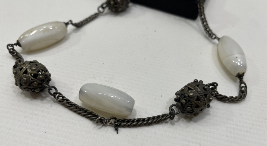 OSMANLI DÖNEMİ SEDEF VE GÜMÜŞ İŞÇİLİKLİ EL YAPIMI GERDANLIK