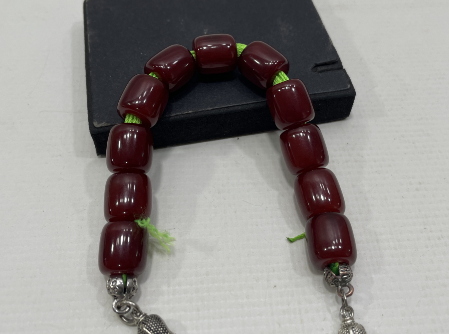 OSMANLI DÖNEMİ SIKMA KEHRİBARDAN MAMUL ZAZA İŞİ TESPİH