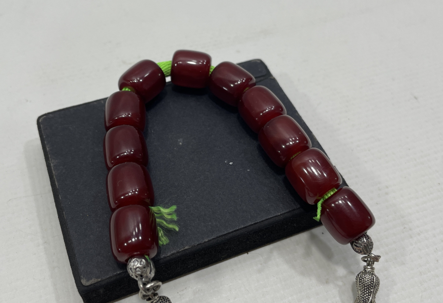 OSMANLI DÖNEMİ SIKMA KEHRİBARDAN MAMUL ZAZA İŞİ TESPİH