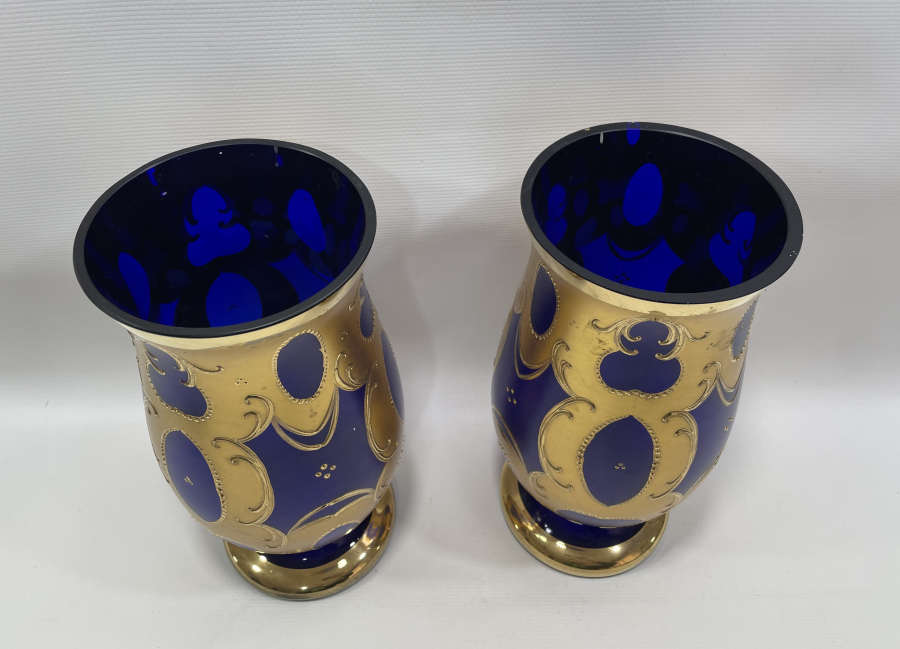 ÜZERİ ALTIN VERMEYLİ BÜYÜK BOY ÇİFT VAZO