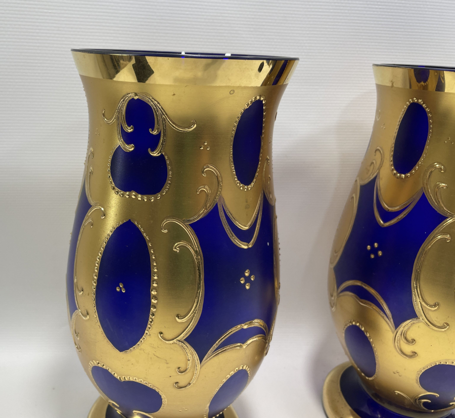 ÜZERİ ALTIN VERMEYLİ BÜYÜK BOY ÇİFT VAZO