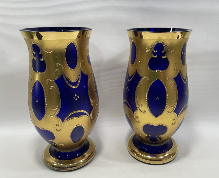 ÜZERİ ALTIN VERMEYLİ BÜYÜK BOY ÇİFT VAZO