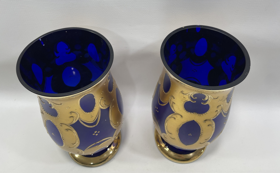 ÜZERİ ALTIN VERMEYLİ BÜYÜK BOY ÇİFT VAZO