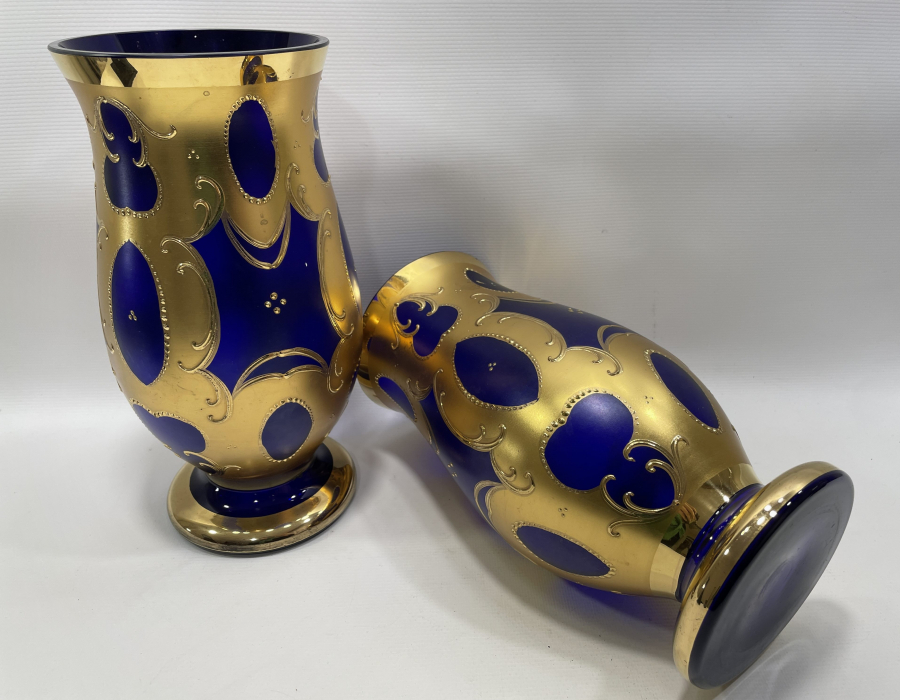 ÜZERİ ALTIN VERMEYLİ BÜYÜK BOY ÇİFT VAZO