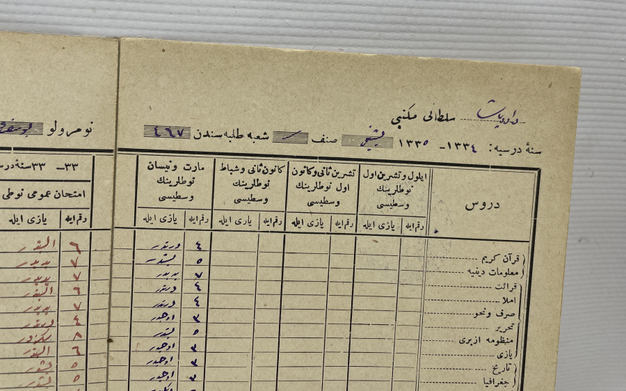 1. DÜNYA SAVAŞI DÖNEMİ KARNE