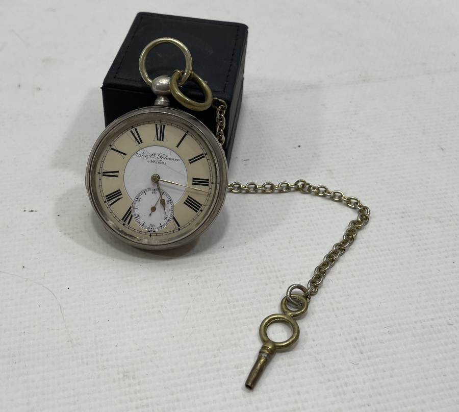 1850-1870 YILLARI ARASI ANAHTAR KURMALI RENKLİ KADRAN GÜMÜŞ CEP SAATİ