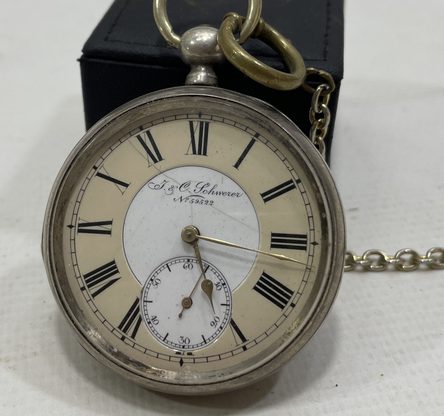 1850-1870 YILLARI ARASI ANAHTAR KURMALI RENKLİ KADRAN GÜMÜŞ CEP SAATİ