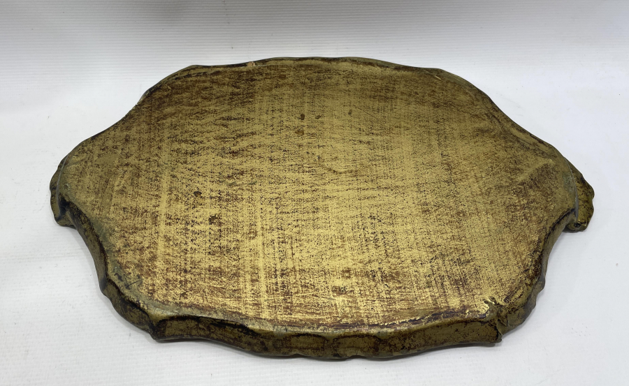 ALTIN YALDIZLI LEVANTEN İŞİ AHŞAP KAHVE TEPSİSİ