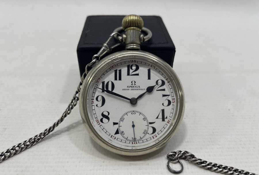 AYDIN DEMİRYOLU ÇALIŞANLARI İÇİN ÖZEL YAPILMIŞ ÇOK NADİR OMEGA CEP SAATİ