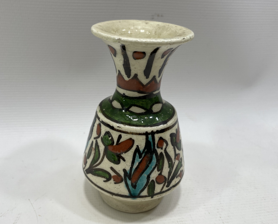 OSMANLI DÖNEMİ NADİR FORMDA KÜTAHYA İŞİ GELİN ÇİÇEĞİ VAZOSU