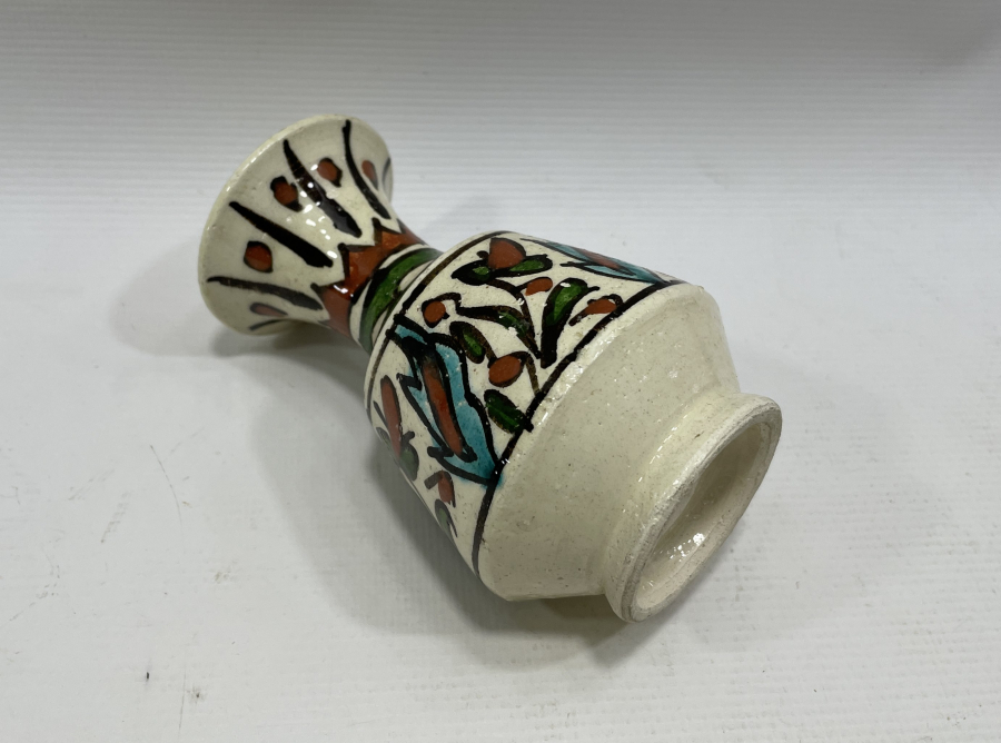 OSMANLI DÖNEMİ NADİR FORMDA KÜTAHYA İŞİ GELİN ÇİÇEĞİ VAZOSU