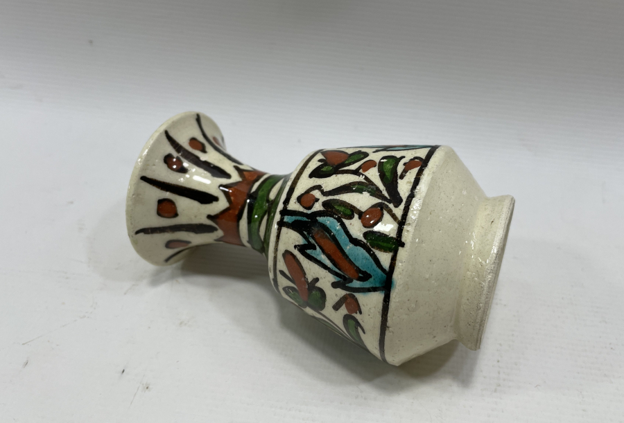 OSMANLI DÖNEMİ NADİR FORMDA KÜTAHYA İŞİ GELİN ÇİÇEĞİ VAZOSU