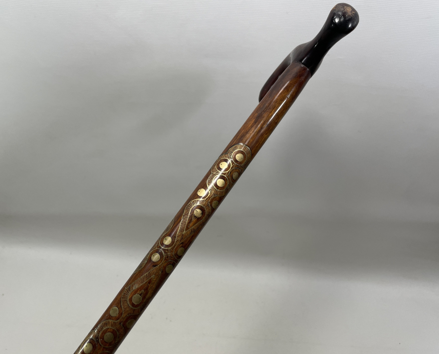 OSMANLI DÖNEMİ AHŞAP ÜZERİ İŞLEMELİ AFYON İŞİ BASTON