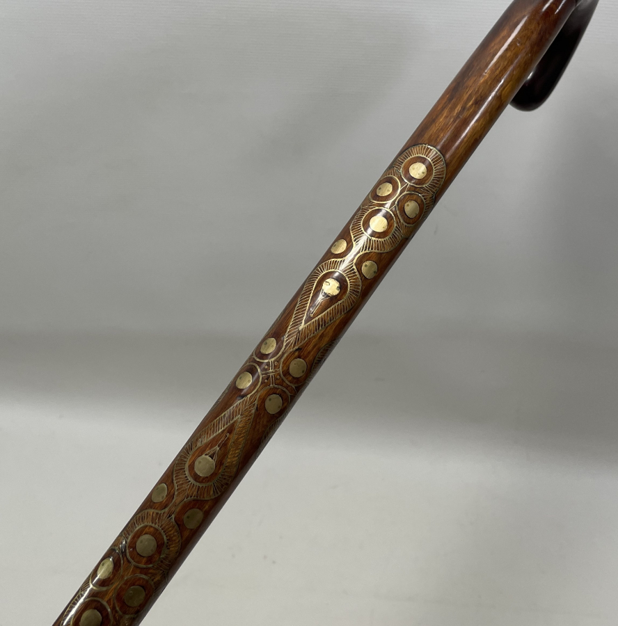 OSMANLI DÖNEMİ AHŞAP ÜZERİ İŞLEMELİ AFYON İŞİ BASTON